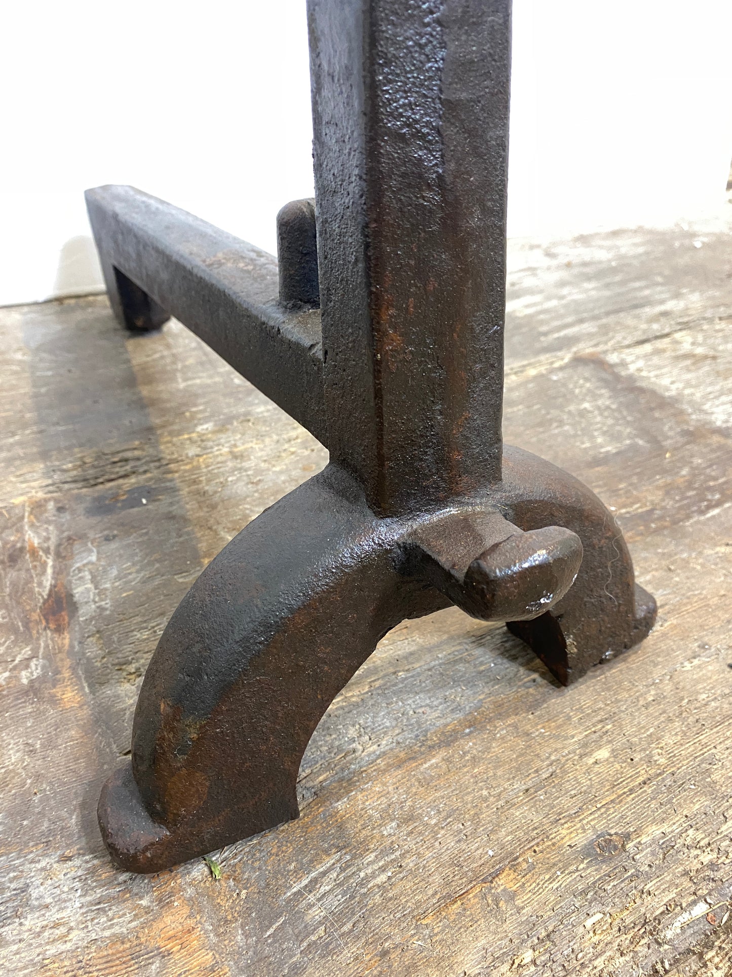 Antique Cast Iron Andirons Rustic 1900s Fireplace Accessories Log Holders Decor