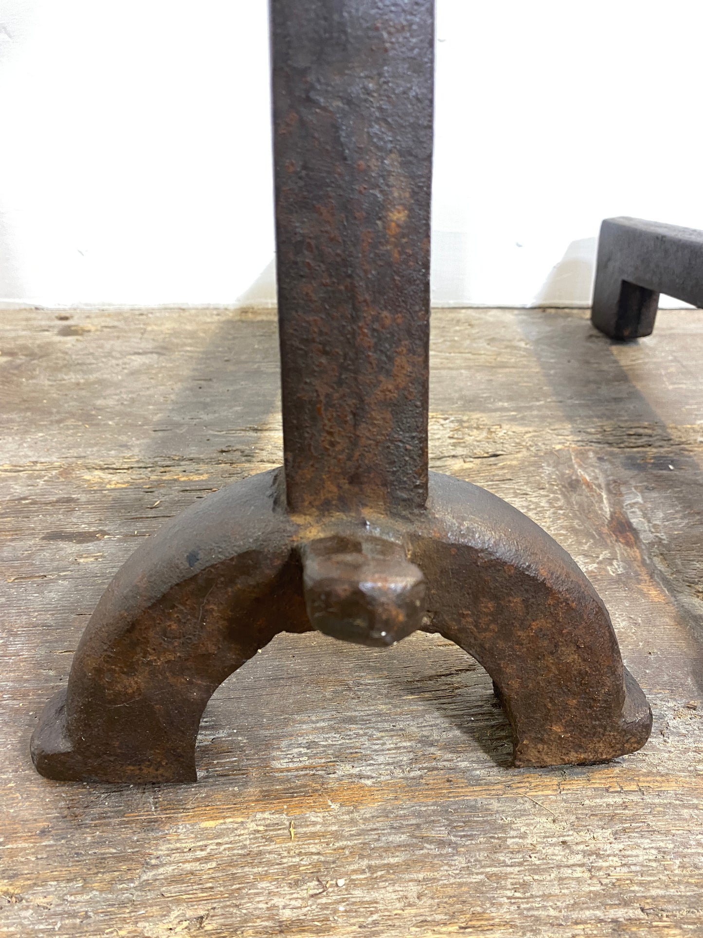 Antique Cast Iron Andirons Rustic 1900s Fireplace Accessories Log Holders Decor