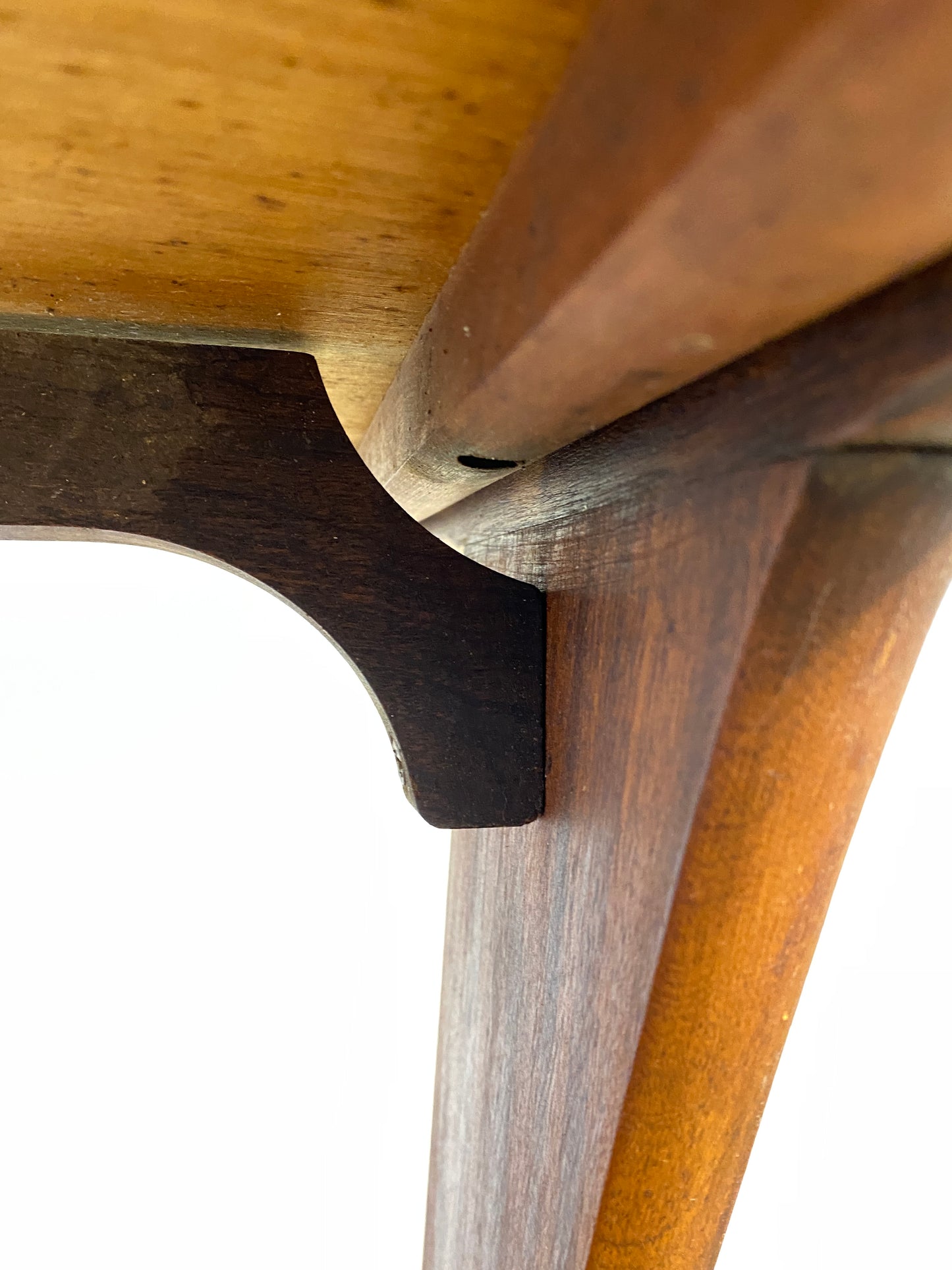 Vintage 1950s Mid-Century Modern Side Table on Casters – Sculptural Solid Wood Design