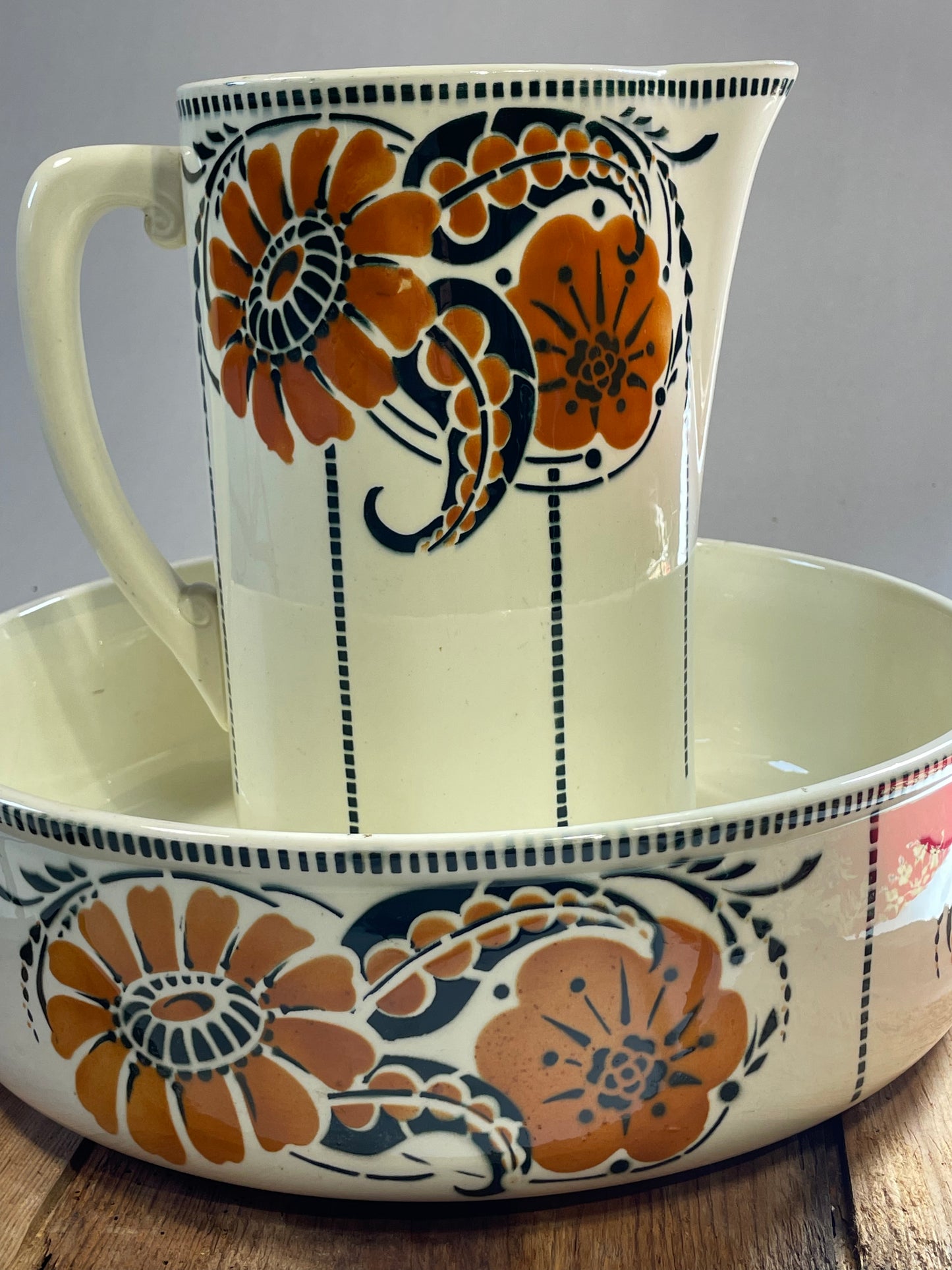 Vintage Wash Basin & Pitcher by St. Amand