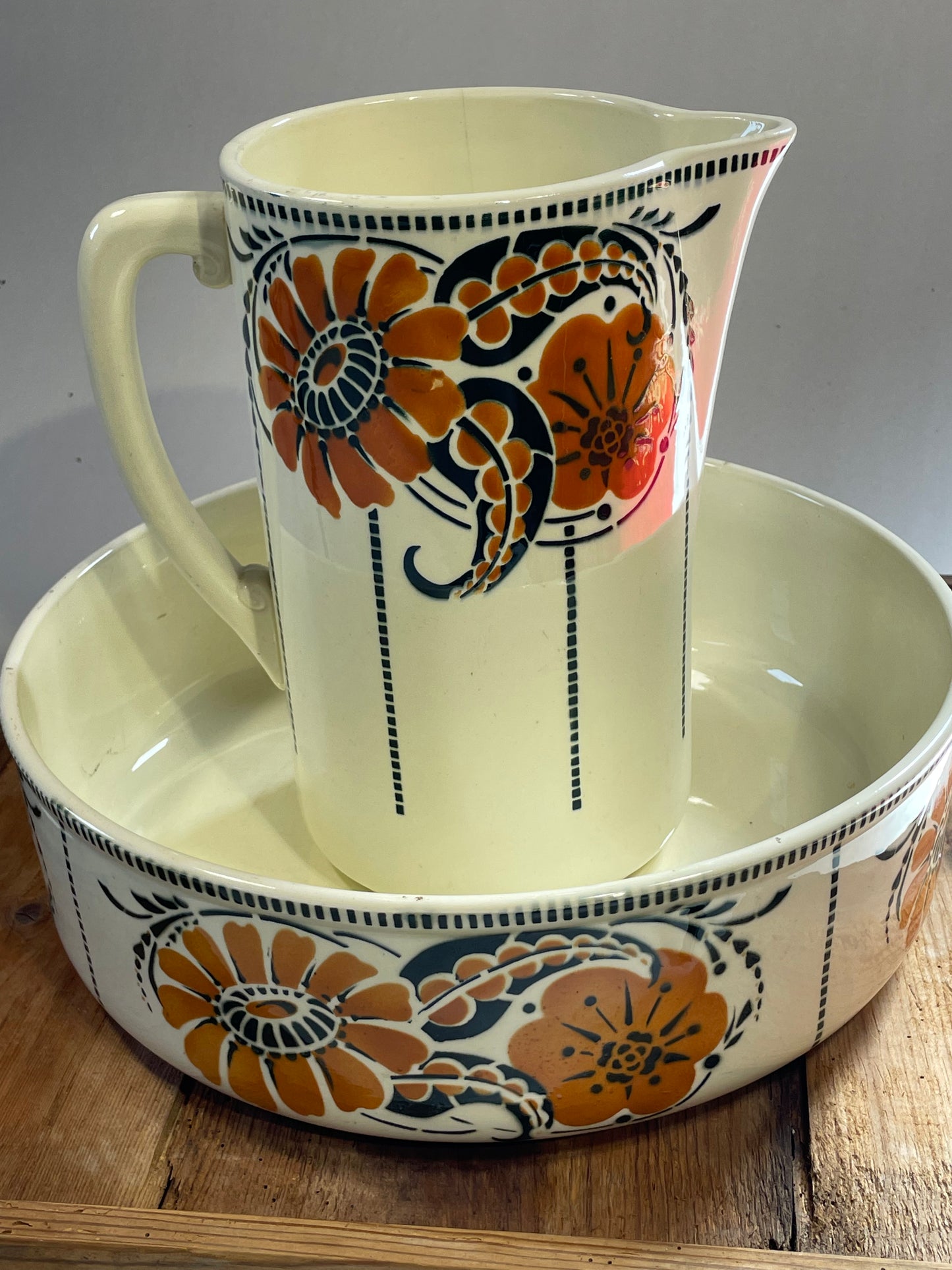 Vintage Wash Basin & Pitcher by St. Amand