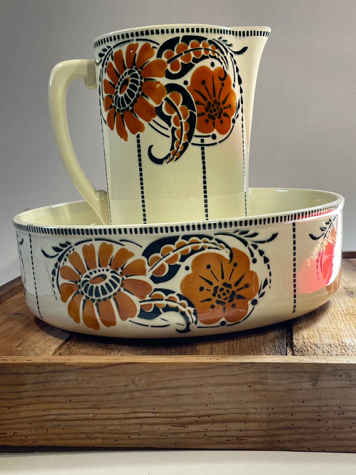 Vintage Wash Basin & Pitcher by St. Amand