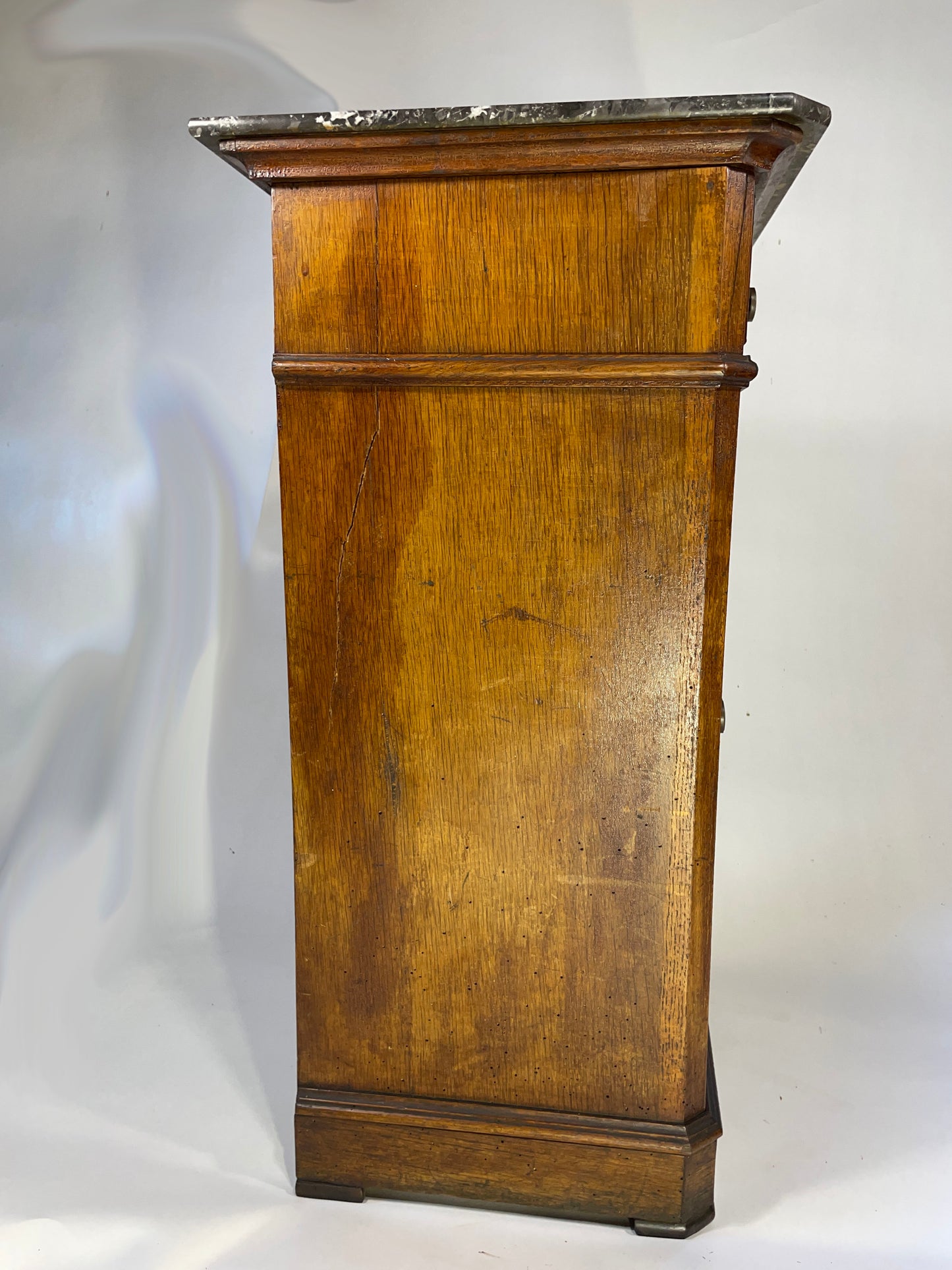 Antique French Marble-Topped Oak Cabinet - Late 19th Century Provincial Style