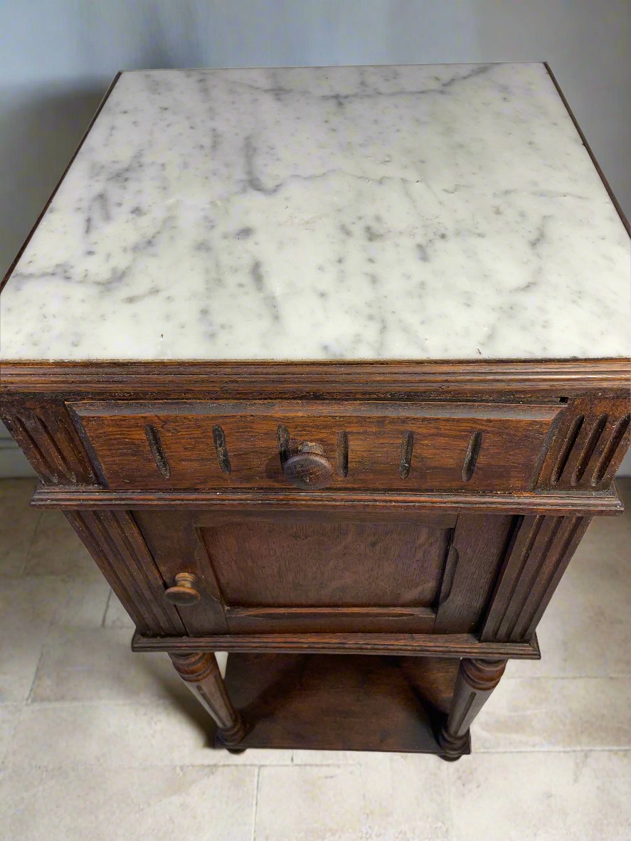Antique French Marble-Top Cabinet – Late 19th Century, Provincial Style