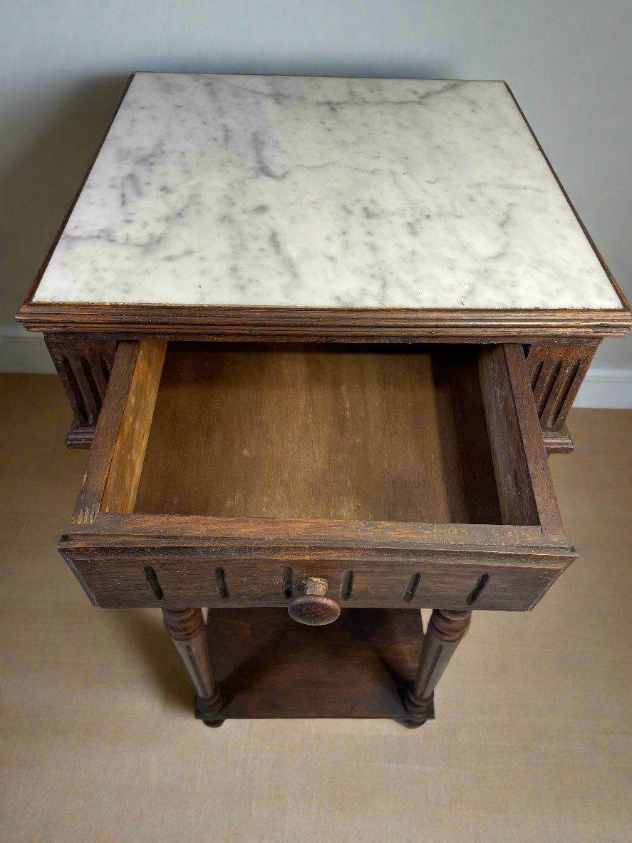 Antique French Marble-Top Cabinet – Late 19th Century, Provincial Style