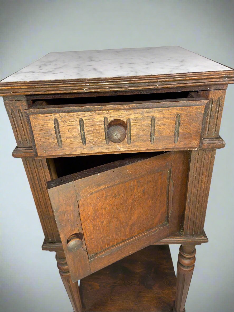Antique French Marble-Top Cabinet – Late 19th Century, Provincial Style