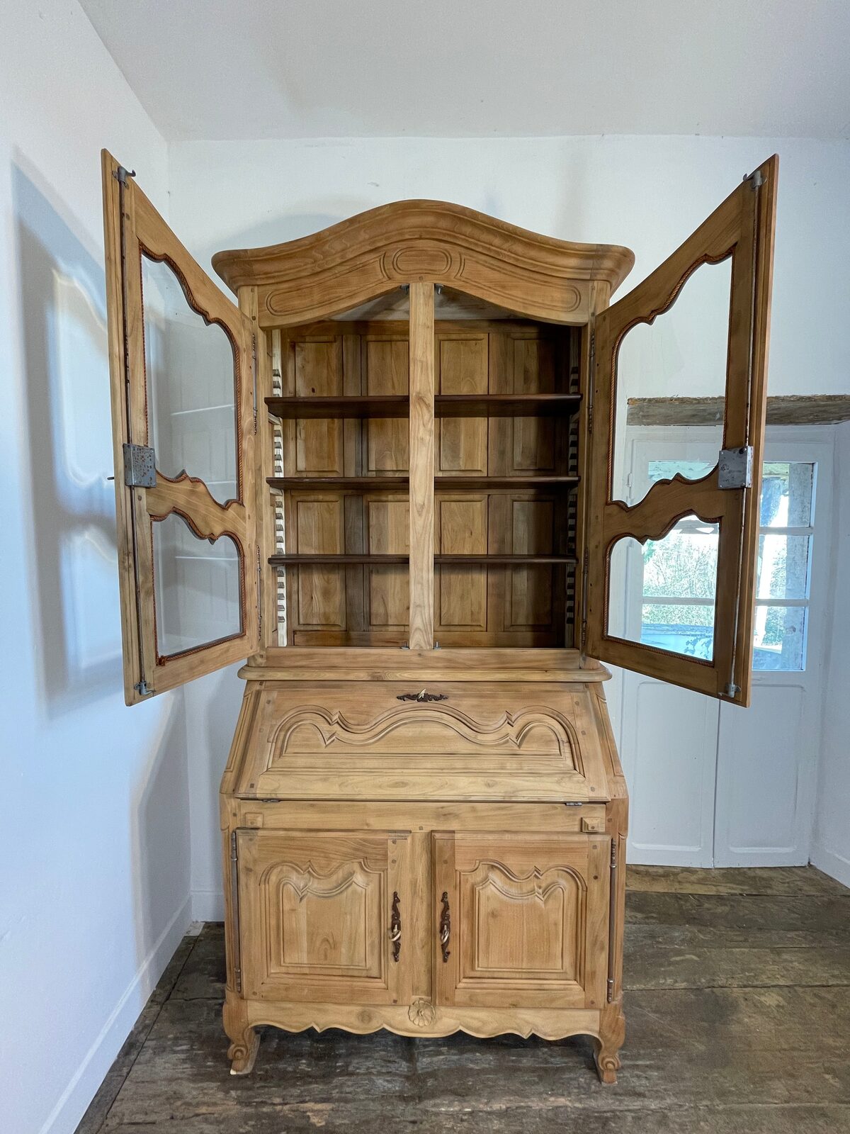 Vintage French Provinciaal Desk Cabinet Cherry Wood Mid- Century — photo 12
