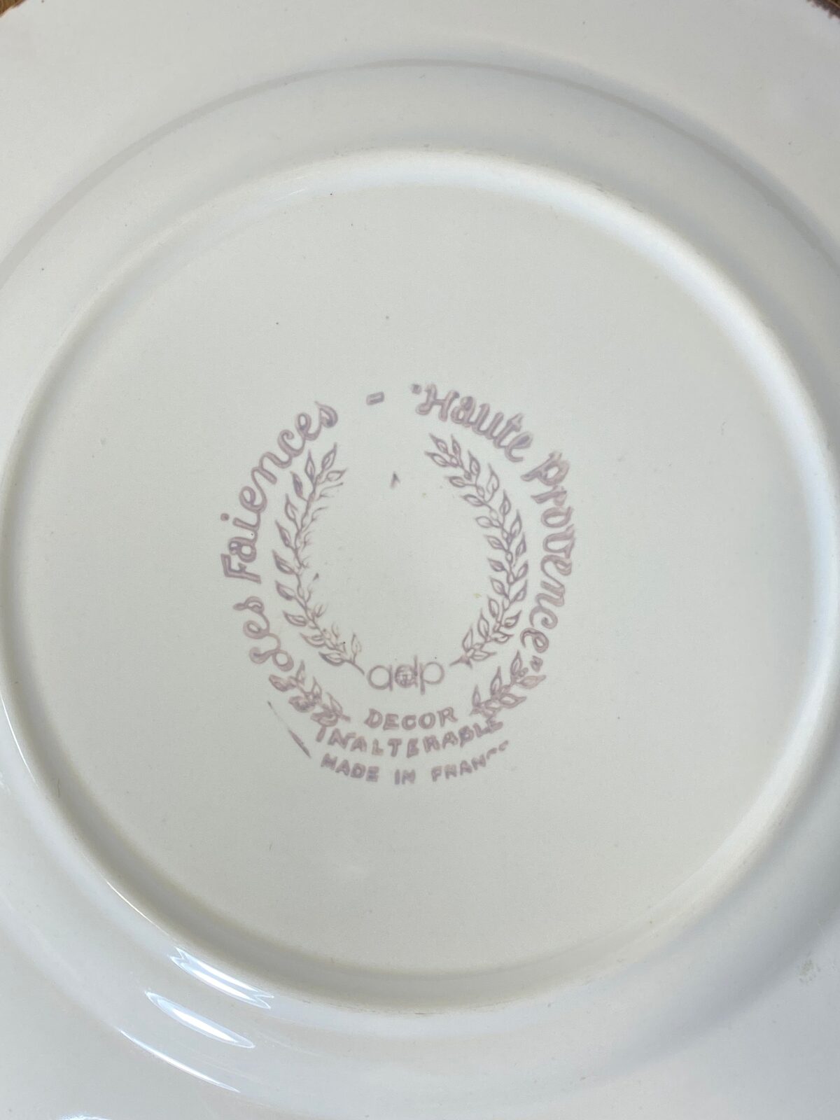 Vintage French Botanical Faïence Plate - Faiences -Haute Provence — photo 3