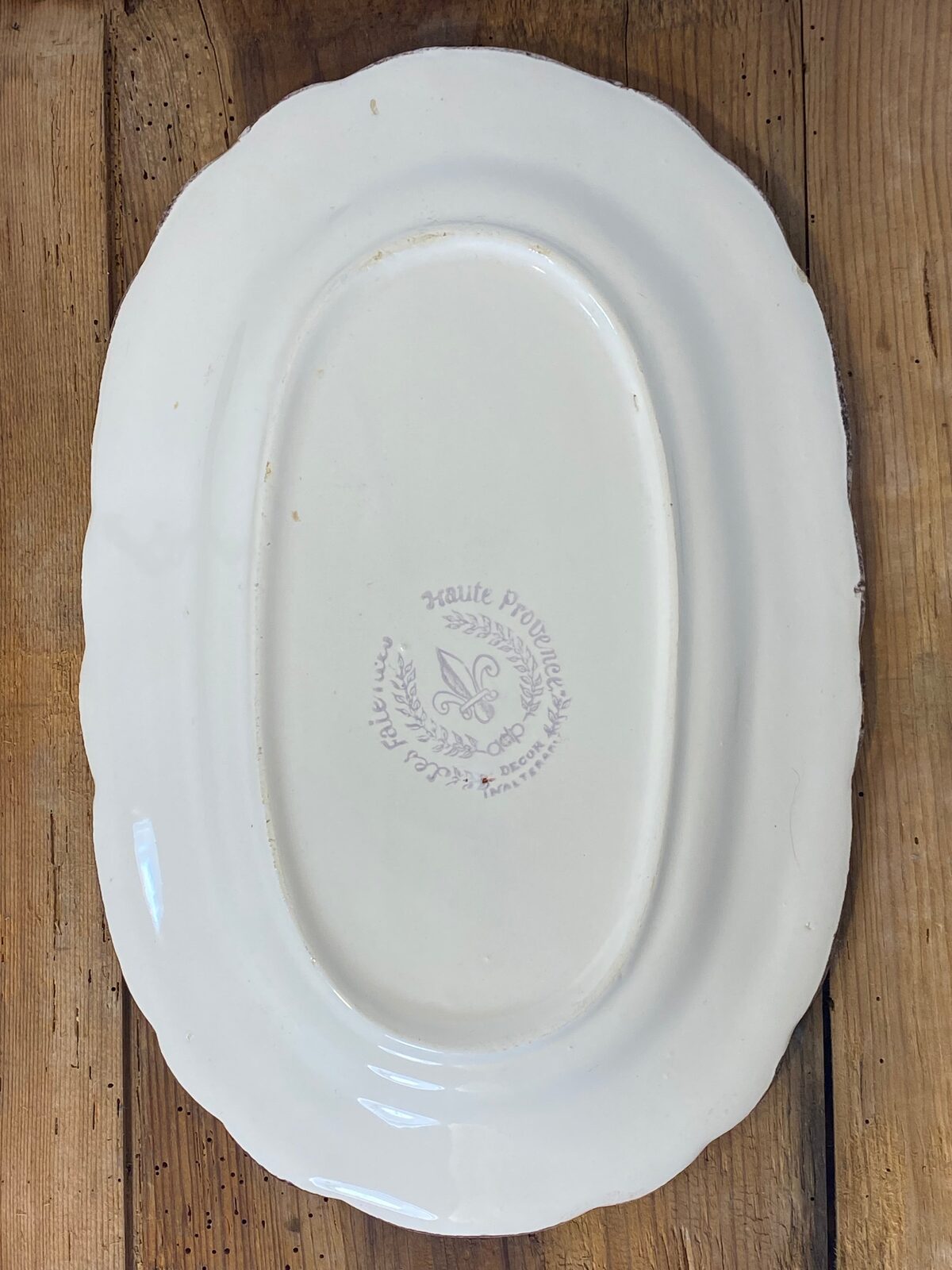 Vintage French Botanical Faïence Platter – "Diplotaxis muralis" — photo 4