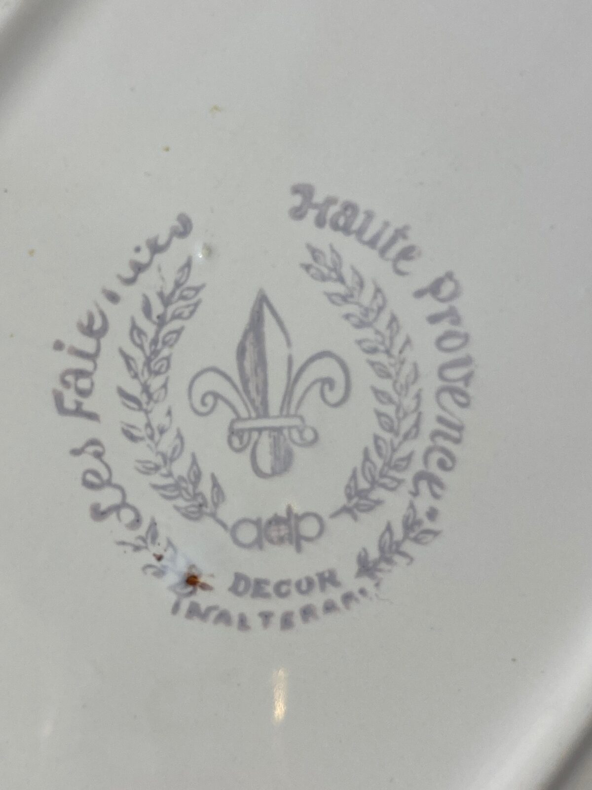 Vintage French Botanical Faïence Platter – "Diplotaxis muralis" — photo 5