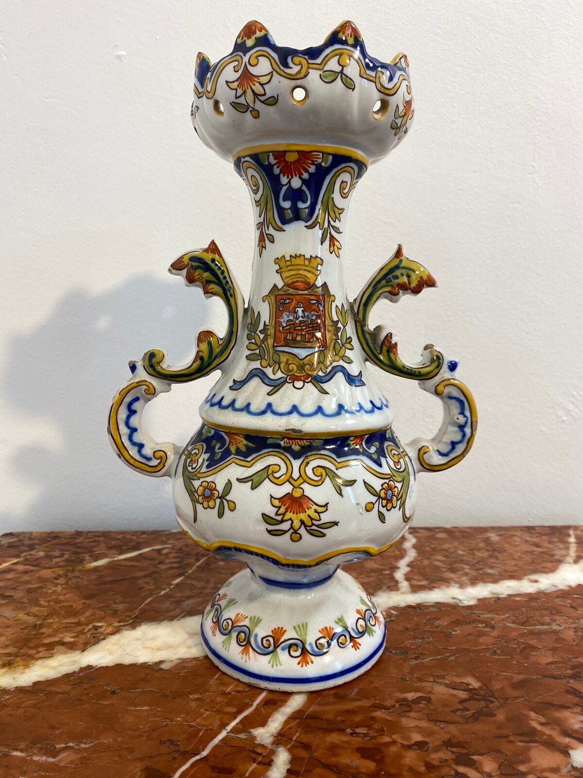 French Faience Vase De Desvres, Les Sables d'Olonne, Late 19th Century