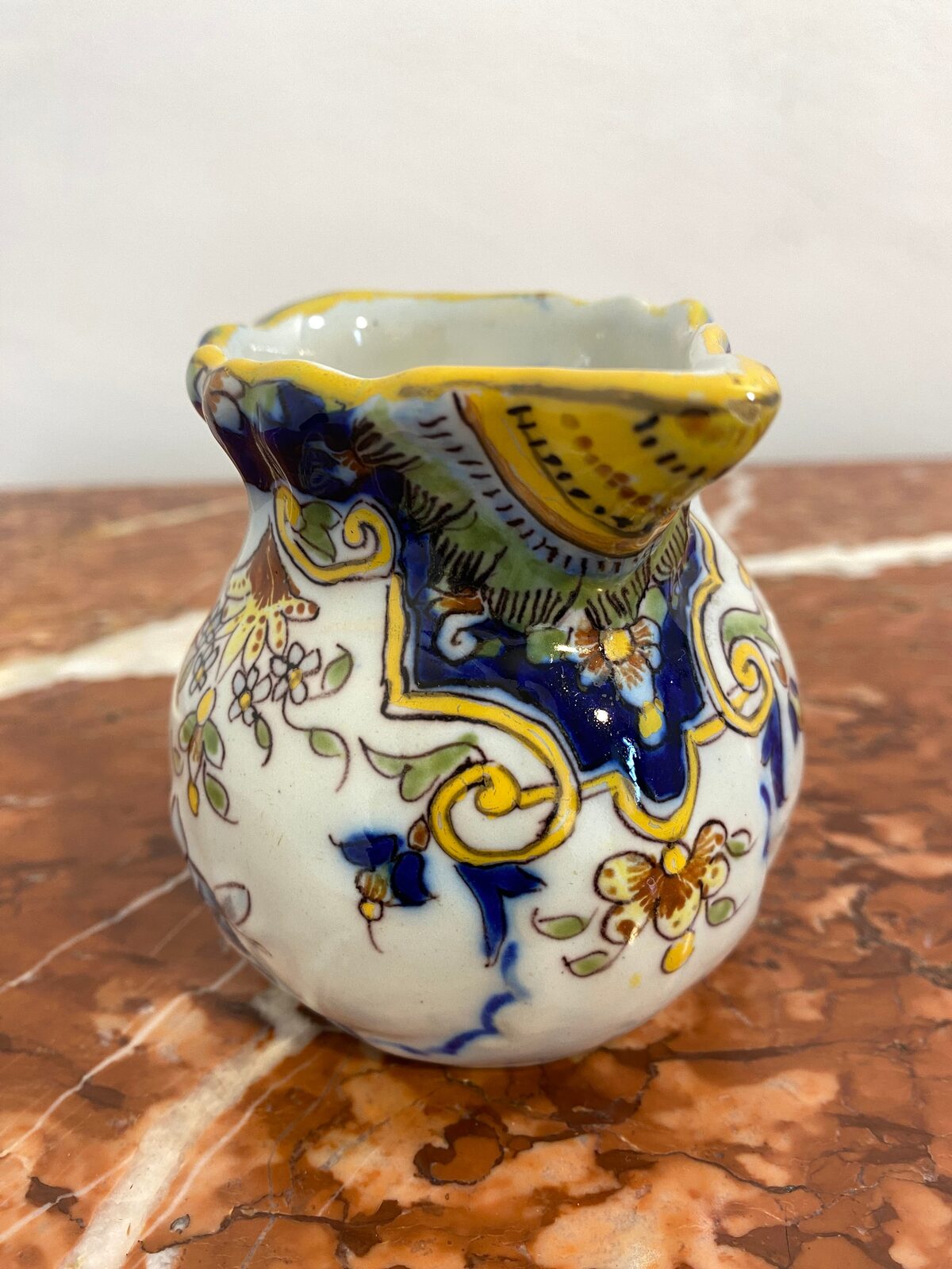 Antique French Faience Pitcher, Hand-Painted, Late 19th Century — photo 4