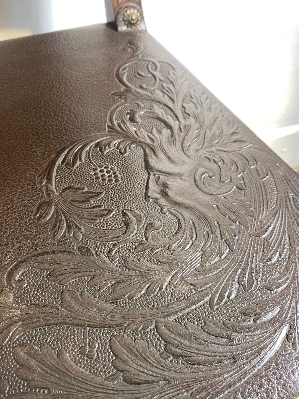 Set of 6 Antique Renaissance Revival Dining Chairs – Embossed Leather — photo 10