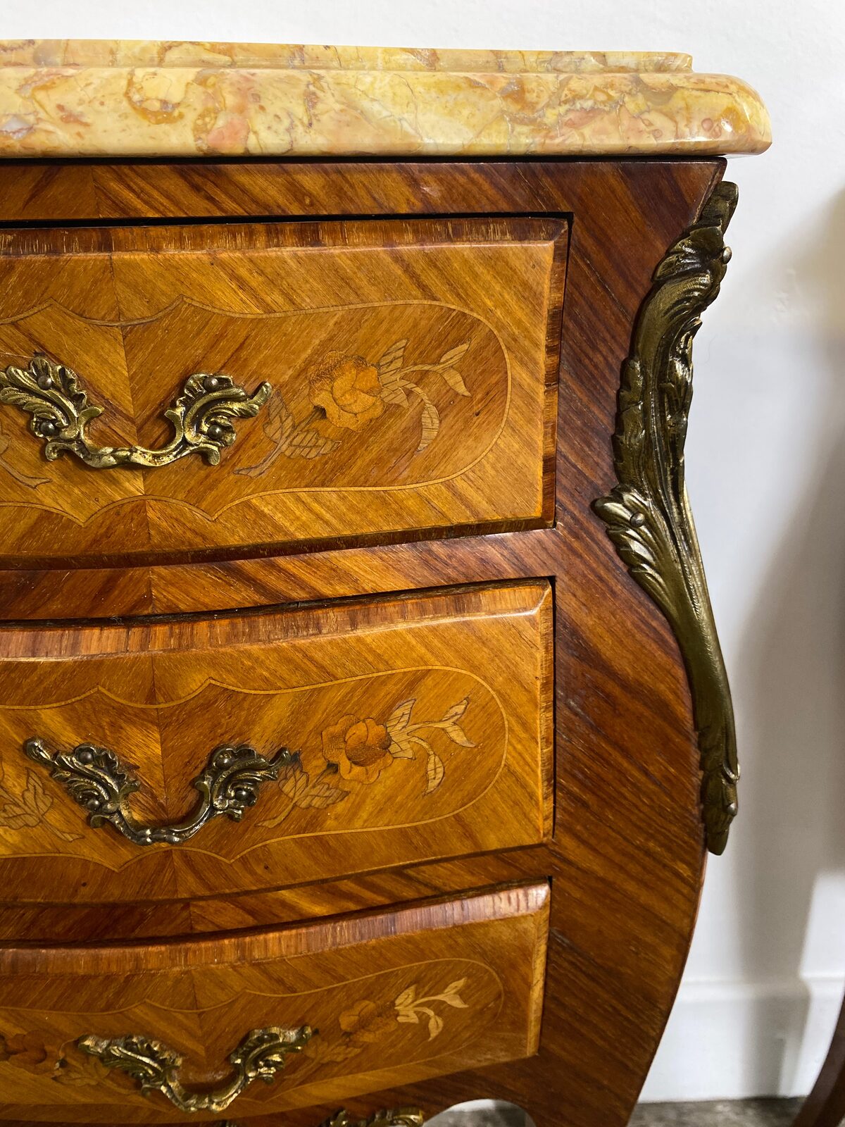 Pair of Louis XV-Style Bedside Cabinets with Marble Tops – Mid-20th Century — photo 4