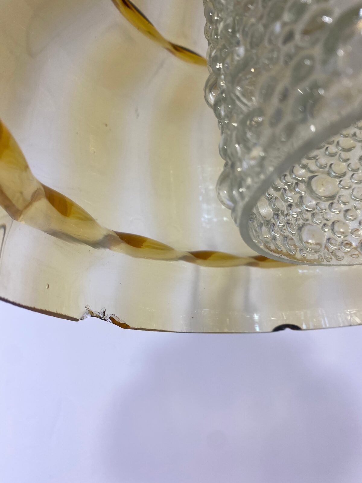 Vintage French Mid-Century Amber Glass Pendant Light/ Retro Ceiling Lamp — photo 10