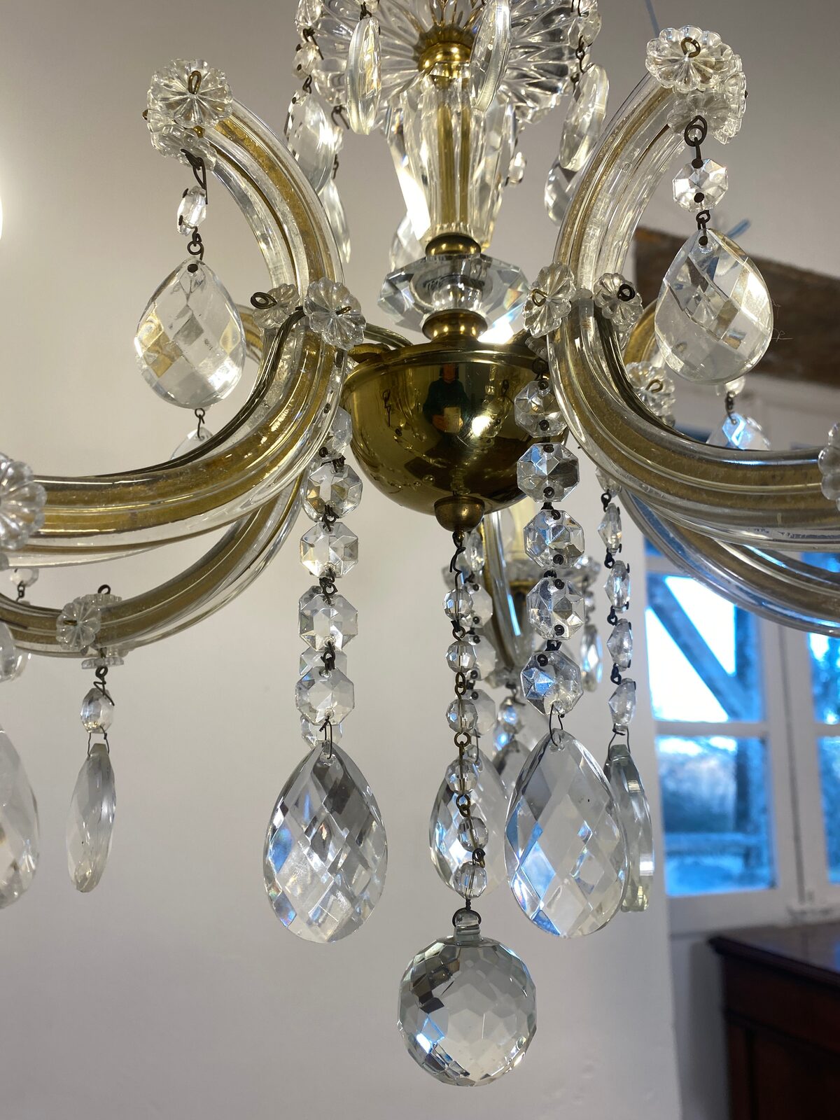 Vintage French Chandelier Glass, Plastic Arms Louis XV Style 6-Light Rococo — photo 6