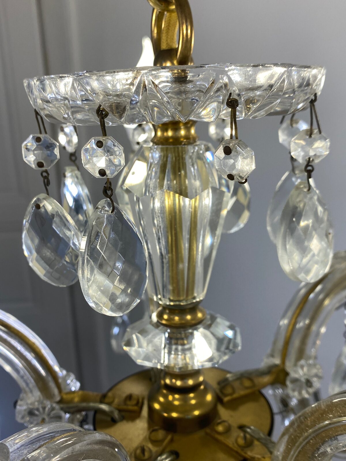 Vintage French Chandelier Glass, Plastic Arms Louis XV Style 6-Light Rococo — photo 14