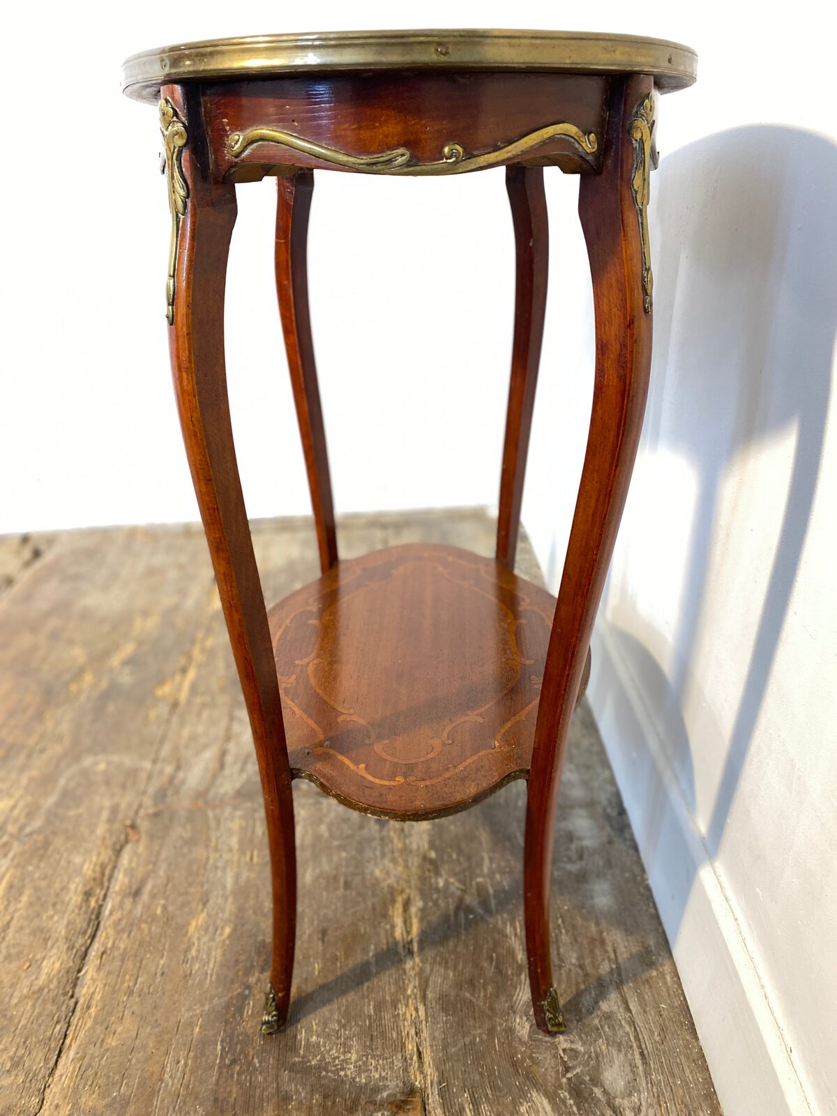 Antique French Louis XV Mahogany Side Table Ormolu Marquetry Brass c.1900 — photo 16